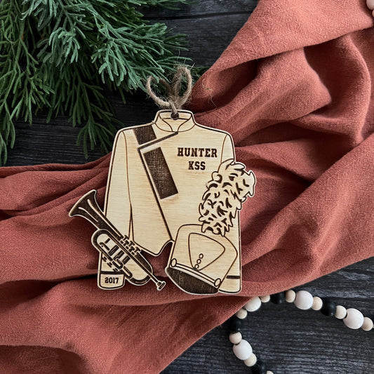 Personalized Trumpet Wood Christmas Ornament