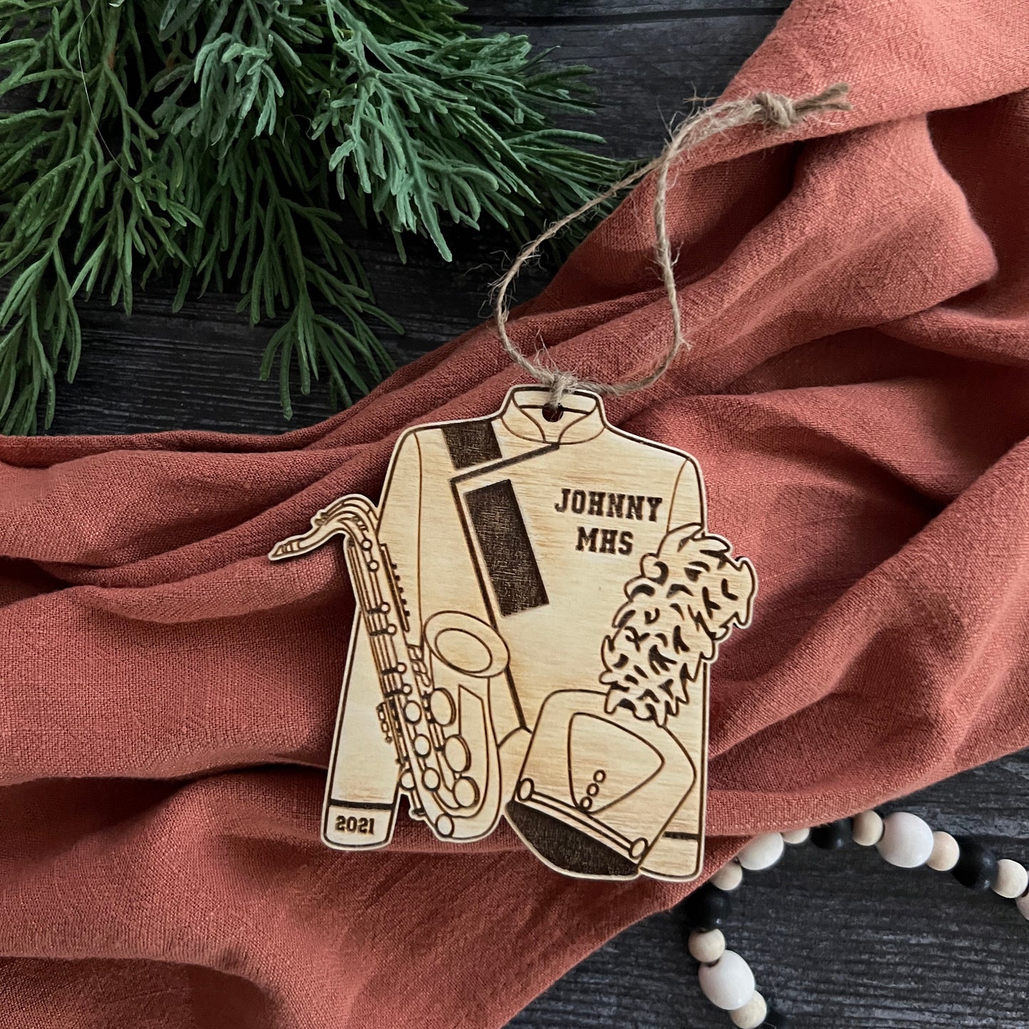 Personalized Saxophone Wood Ornaments