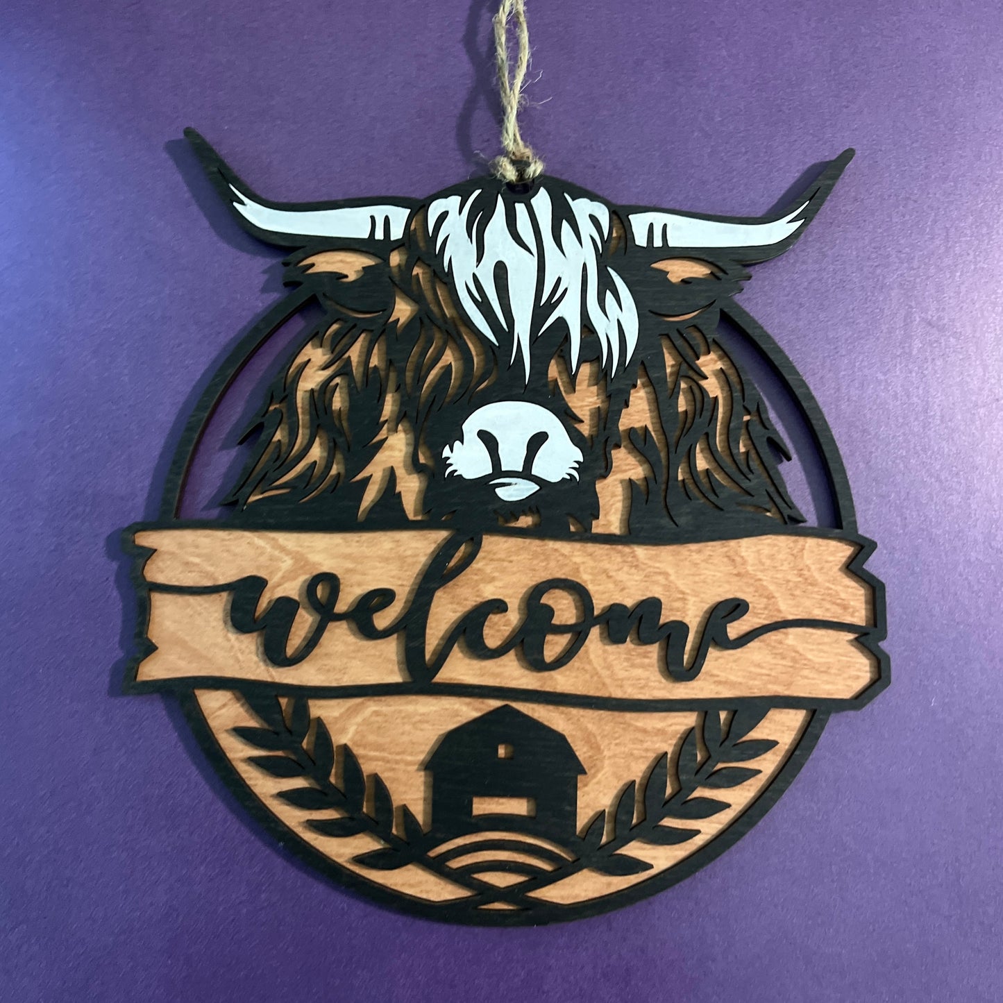 Welcome Highland Cow Sign
