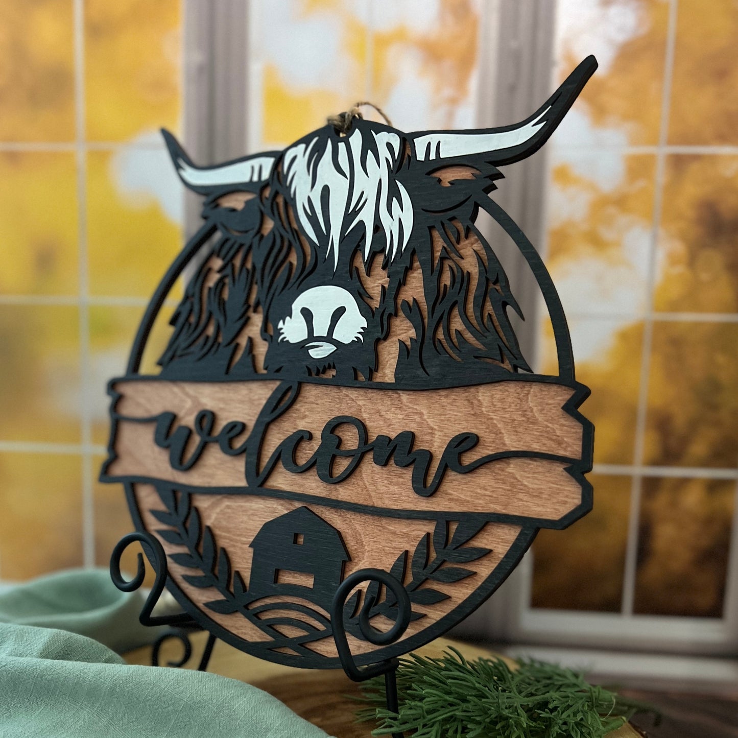 Welcome Highland Cow Sign