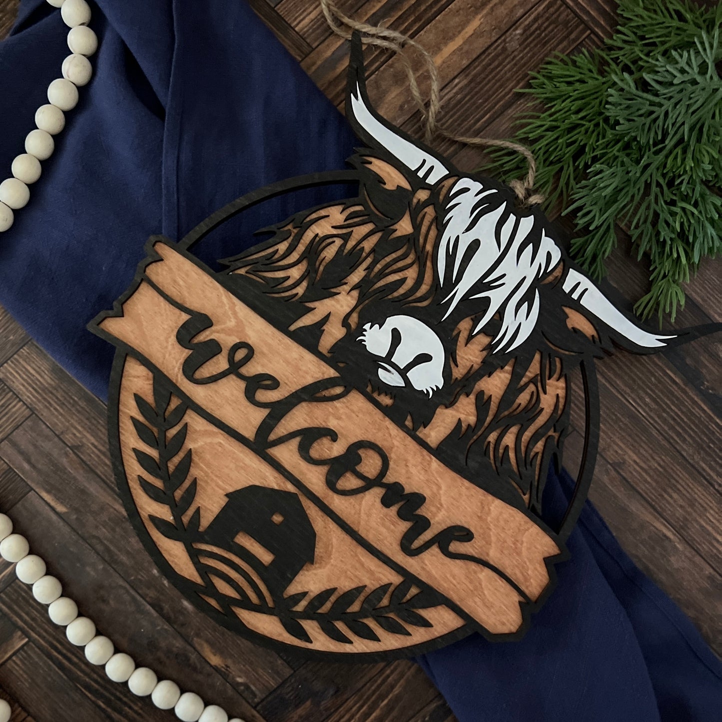 Welcome Highland Cow Sign