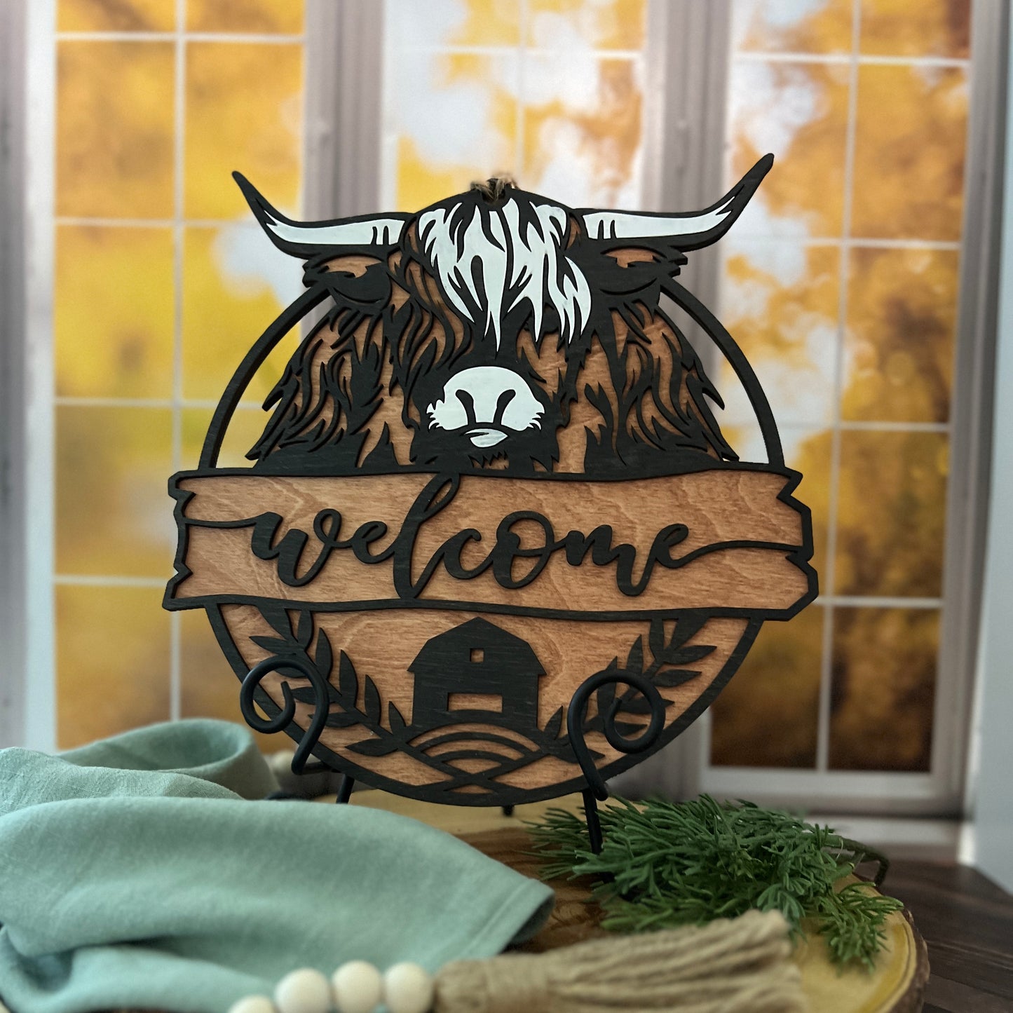 Welcome Highland Cow Sign