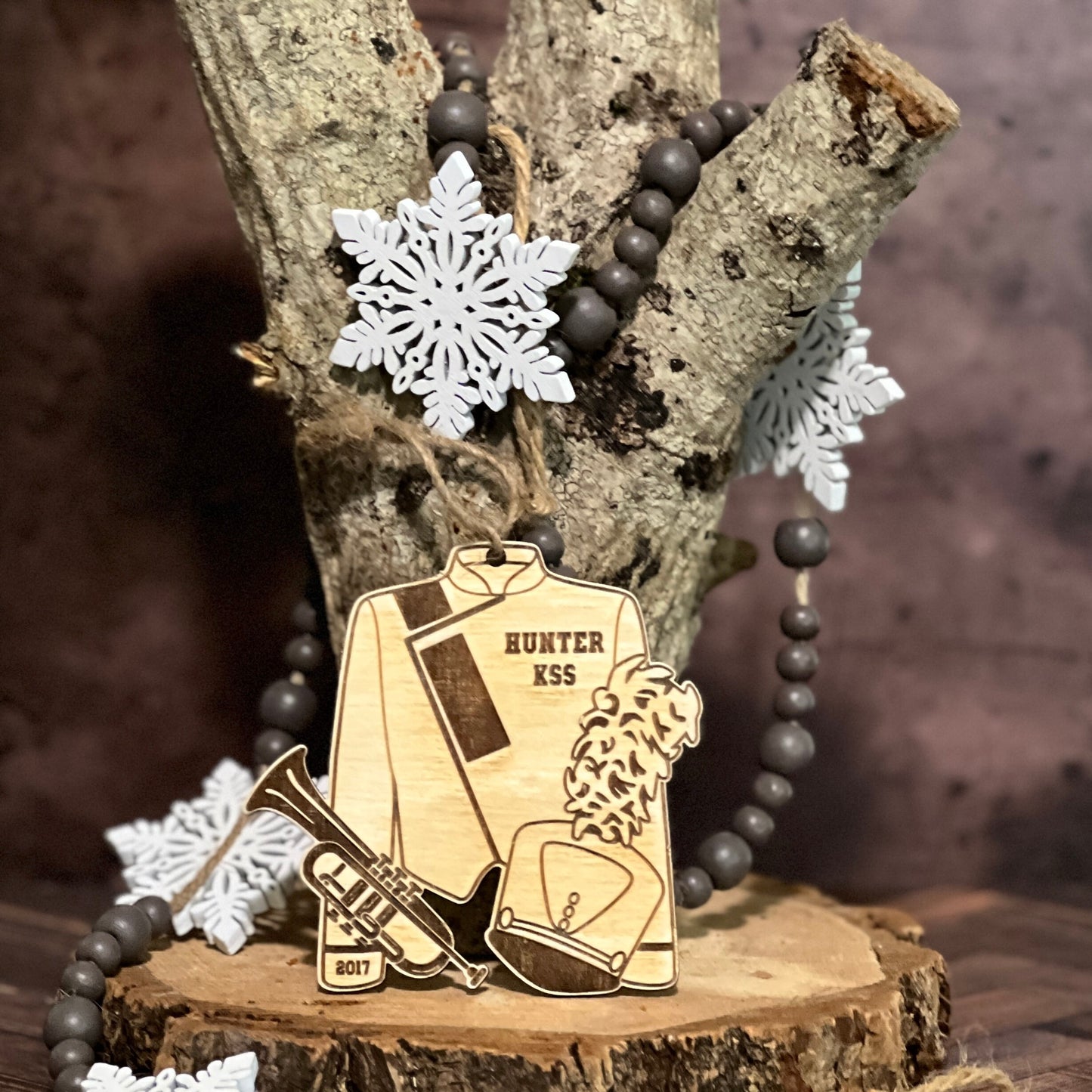 Personalized Trumpet Wood Christmas Ornament