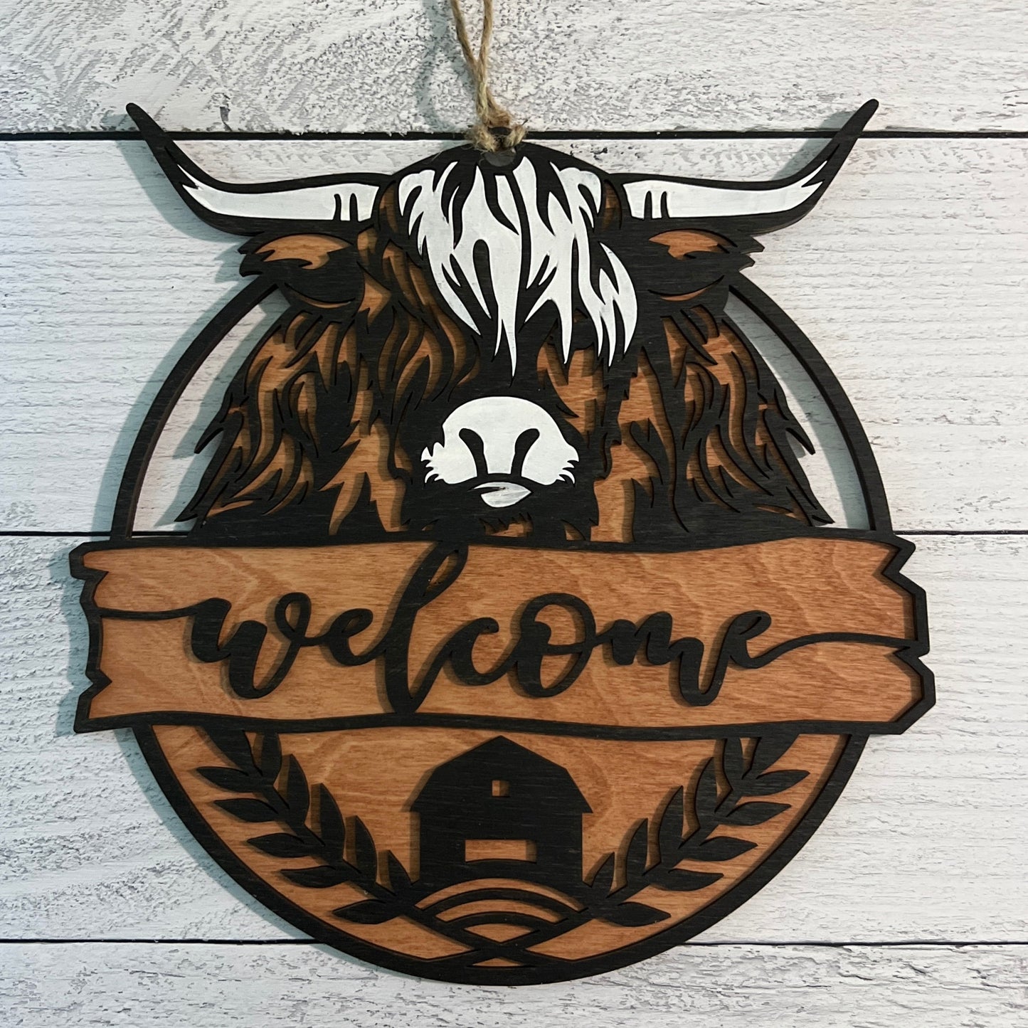 Welcome Highland Cow Sign