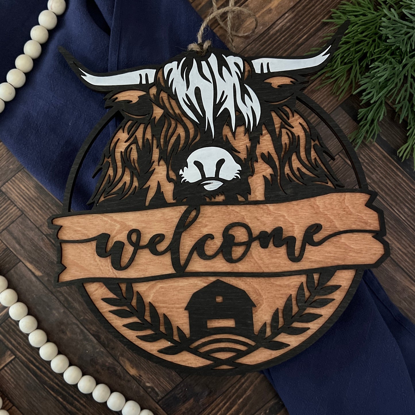 Welcome Highland Cow Sign
