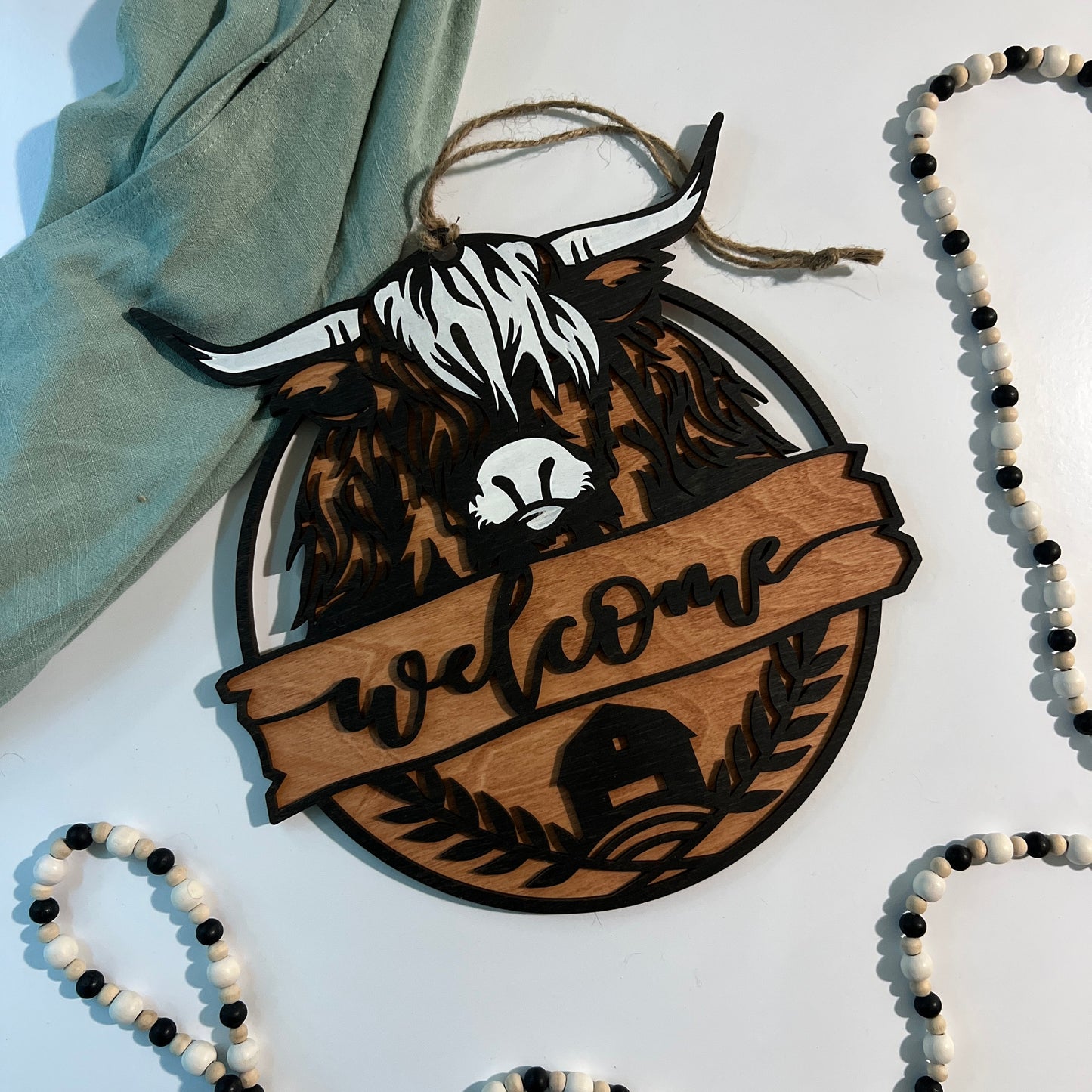 Welcome Highland Cow Sign