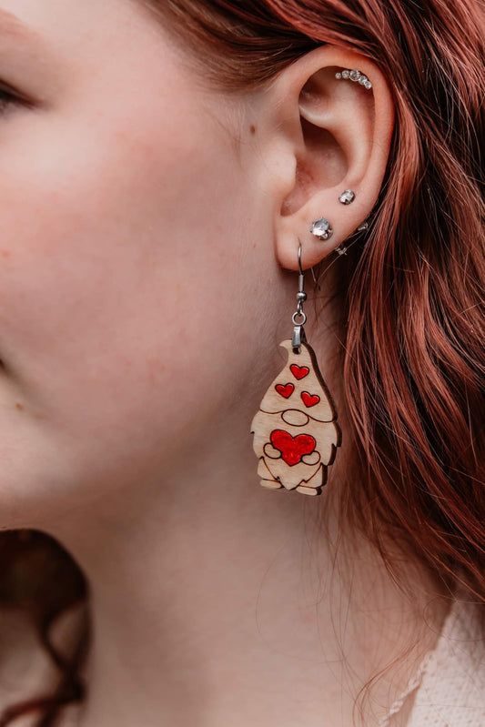 Valentines Day Gnome Earring