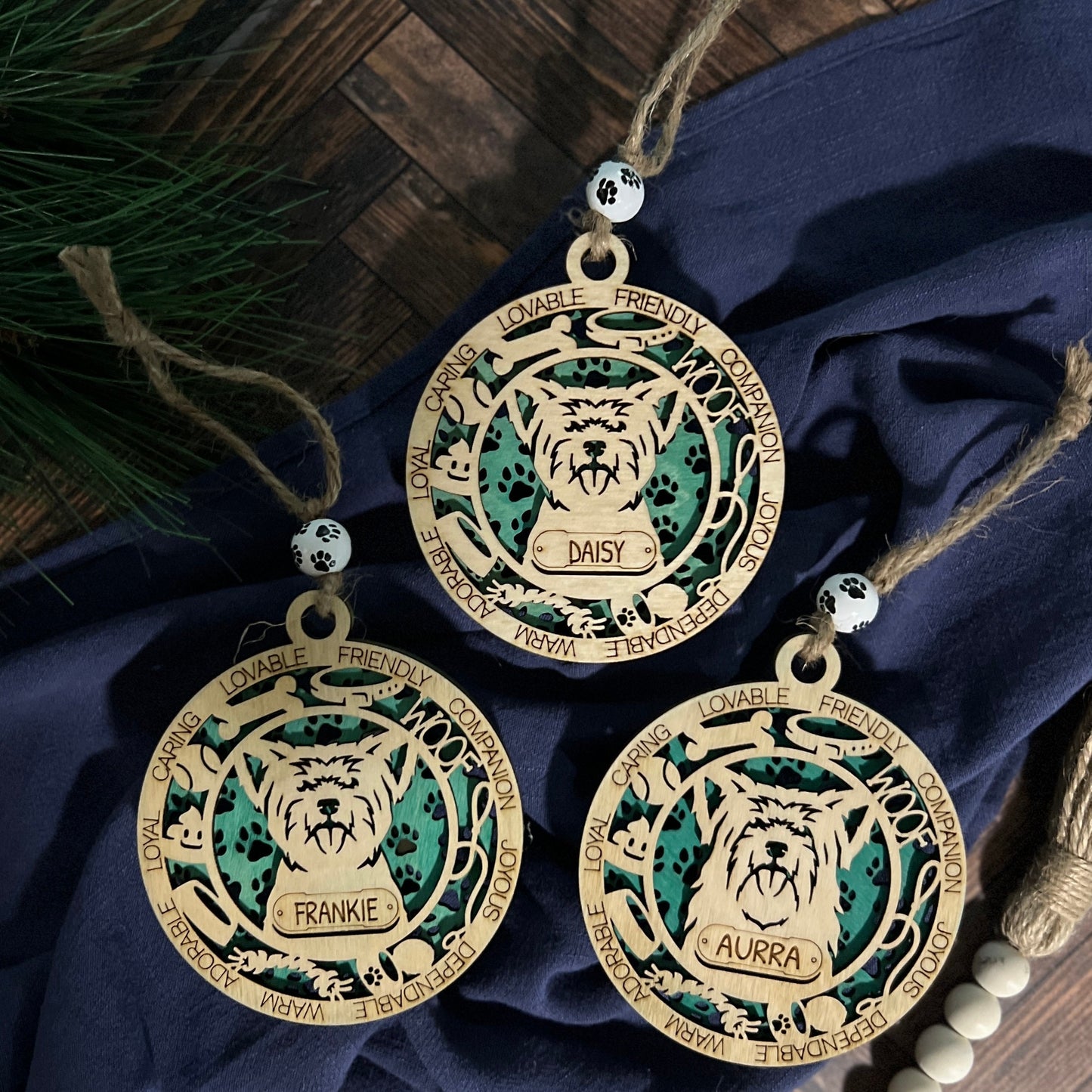 Personalized Wooden Dog Ornaments