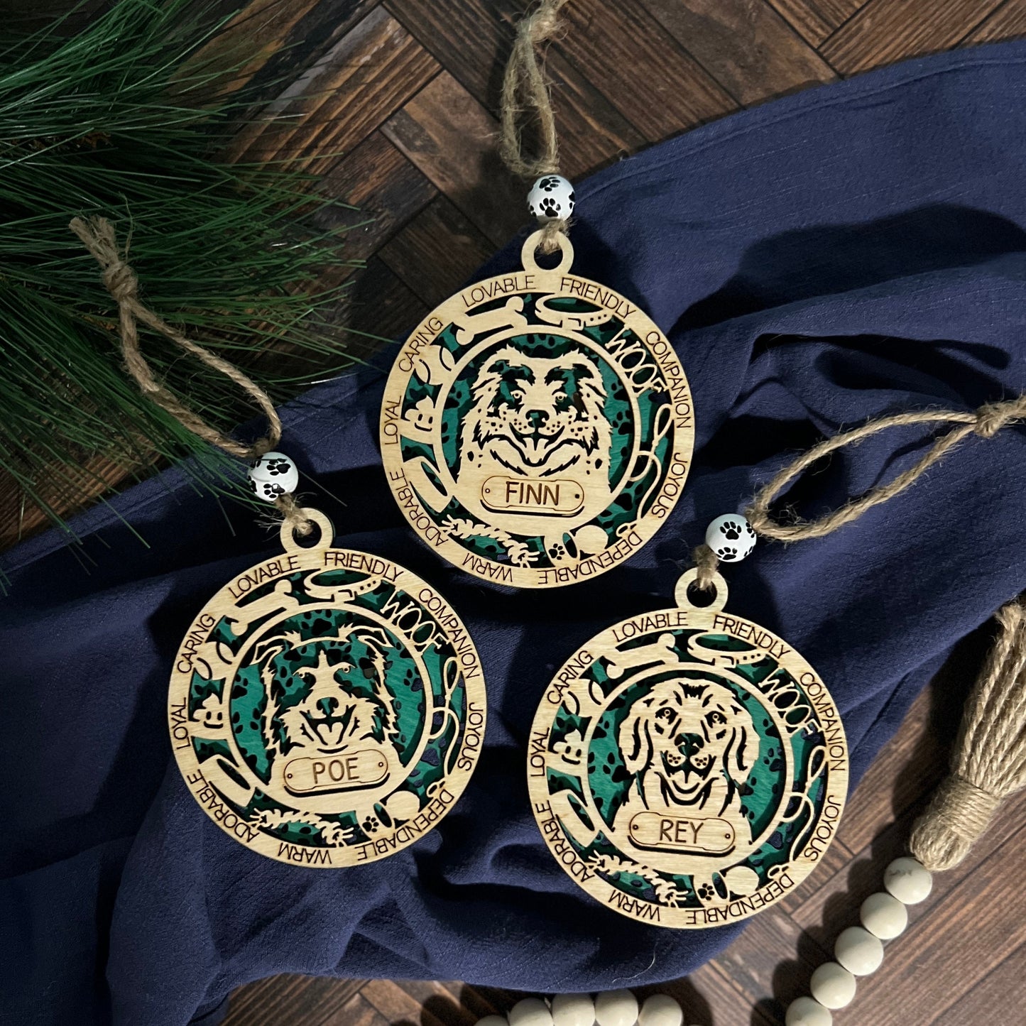 Personalized Wooden Dog Ornaments